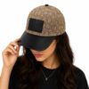 Coach Jacquard Khaki Black Leatherate Baseball Cap