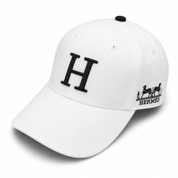 Hermes White Black Baseball Cap