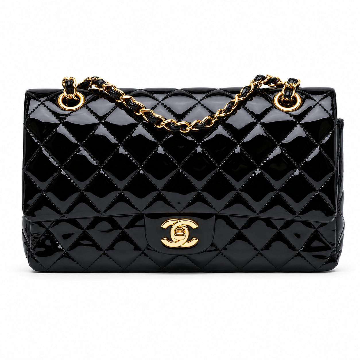 Chanel Jumbo Black Patent Sling Bag (With Box)