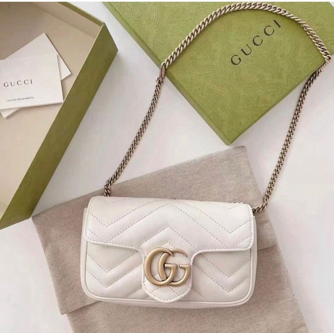 Gucci Marmont White Mini Sling Bag (With Box)