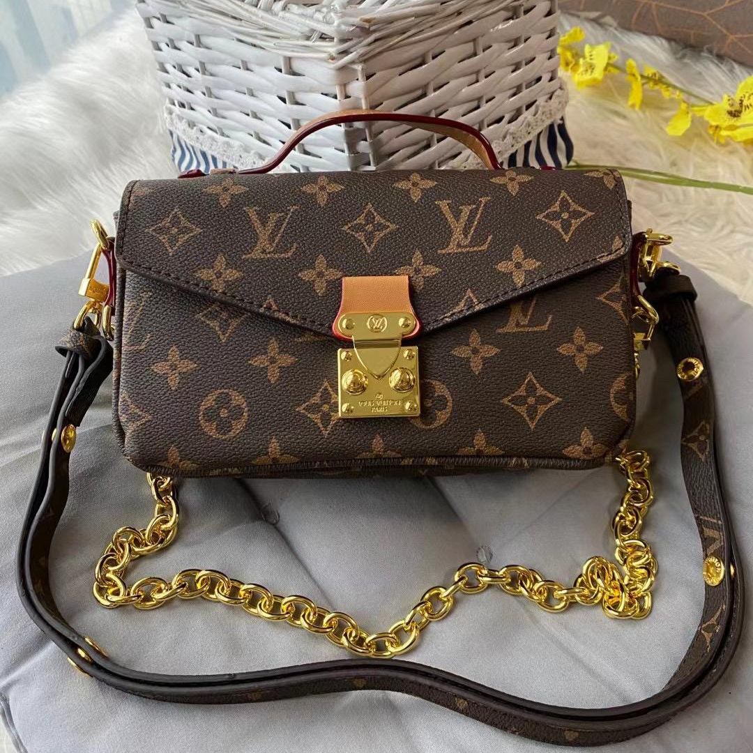 Louis Vuitton Coffee Monogram Pochette Metis Shoulder Bag (With Box)