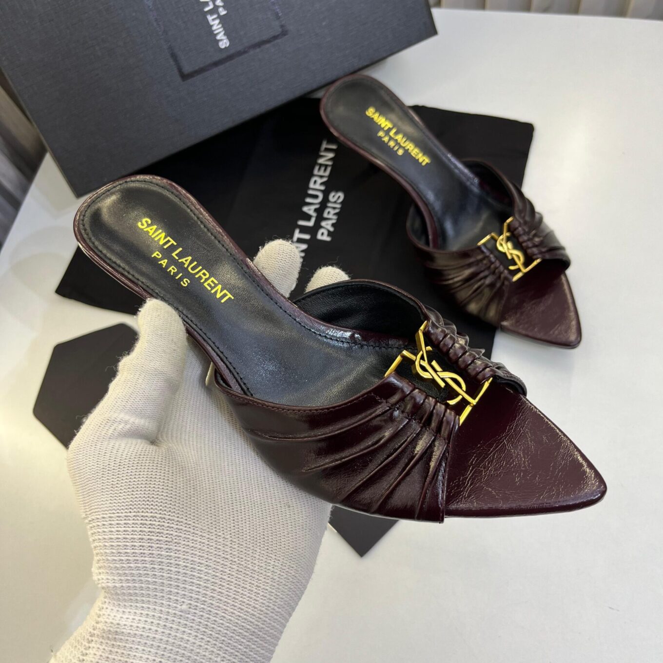 Ysl Babylone Wine Mules