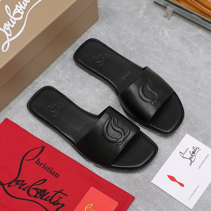 Christian Louboutin Black Mules Flat