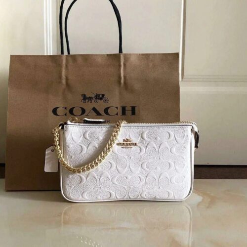 Coach Embossed White Shoulder Bag