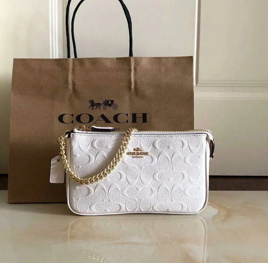 Coach Embossed White Shoulder Bag