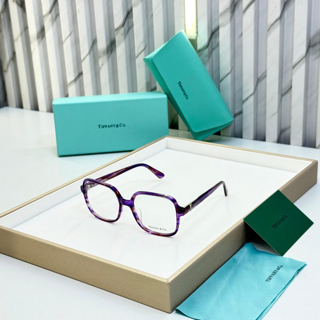 Tiffany & Co. Gold Purple Square Women's Eyeglasses