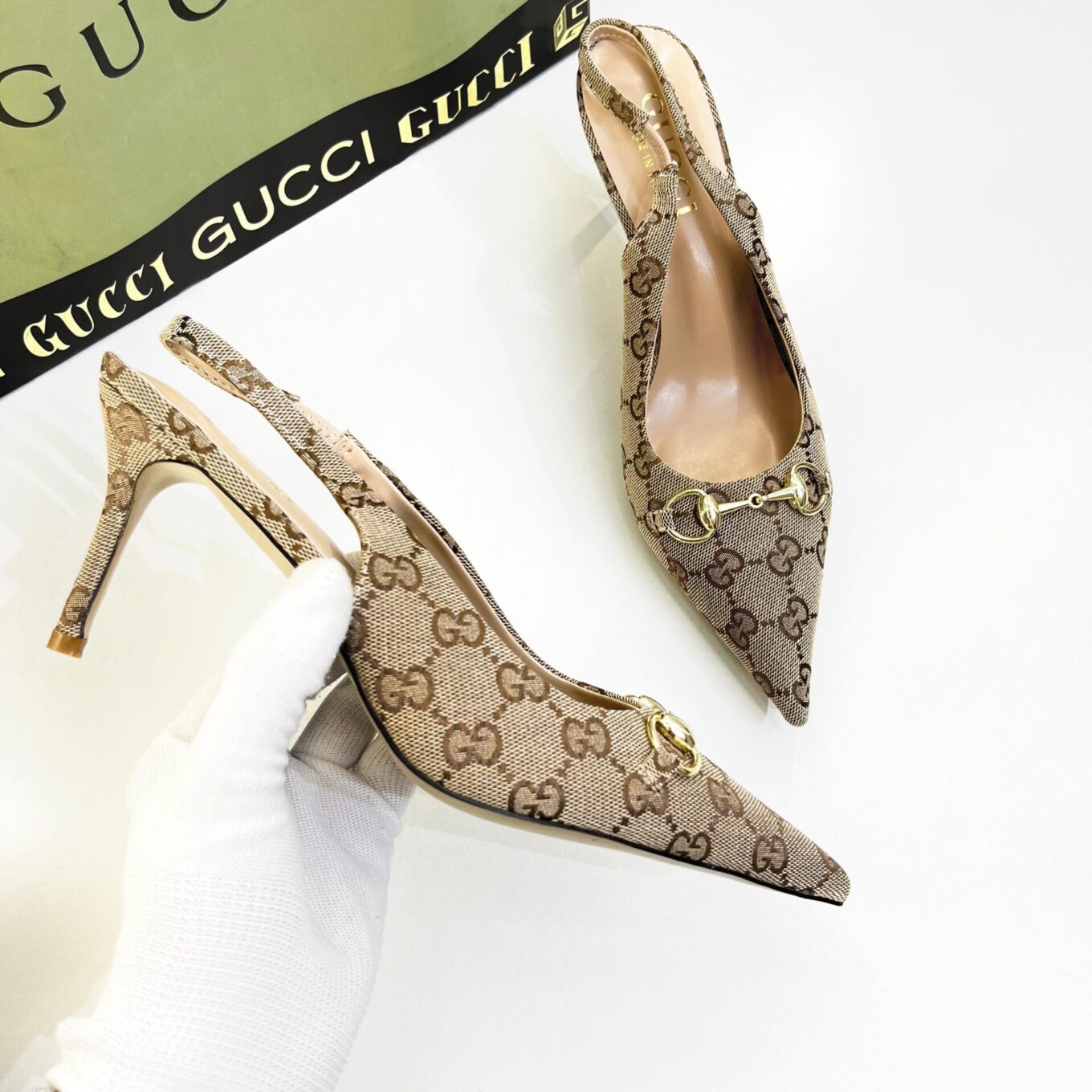 Gucci GG Horsebit Slingback Pump