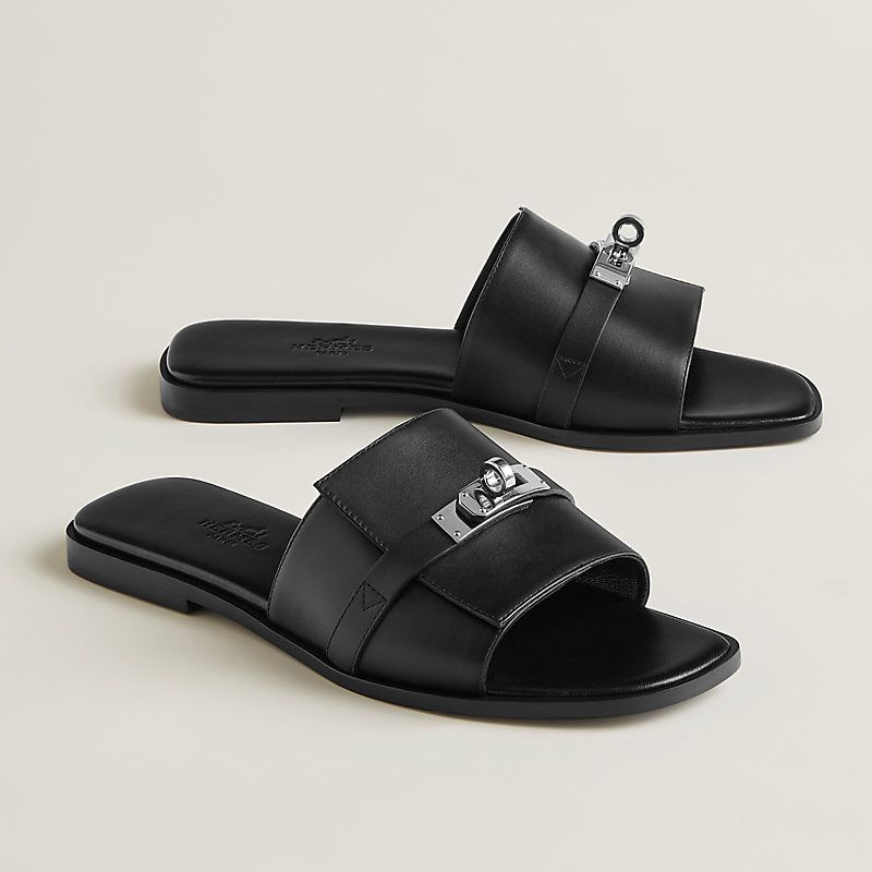 Hermes Giulia Black Slide Sandal