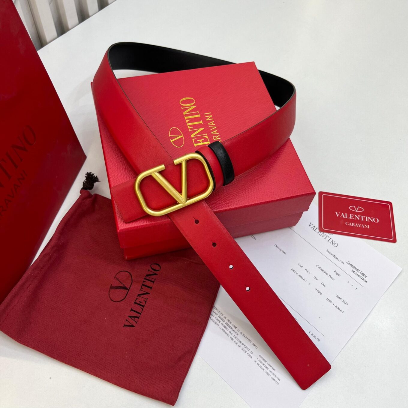 Valentino Garavani Black and Red Reversible Belt