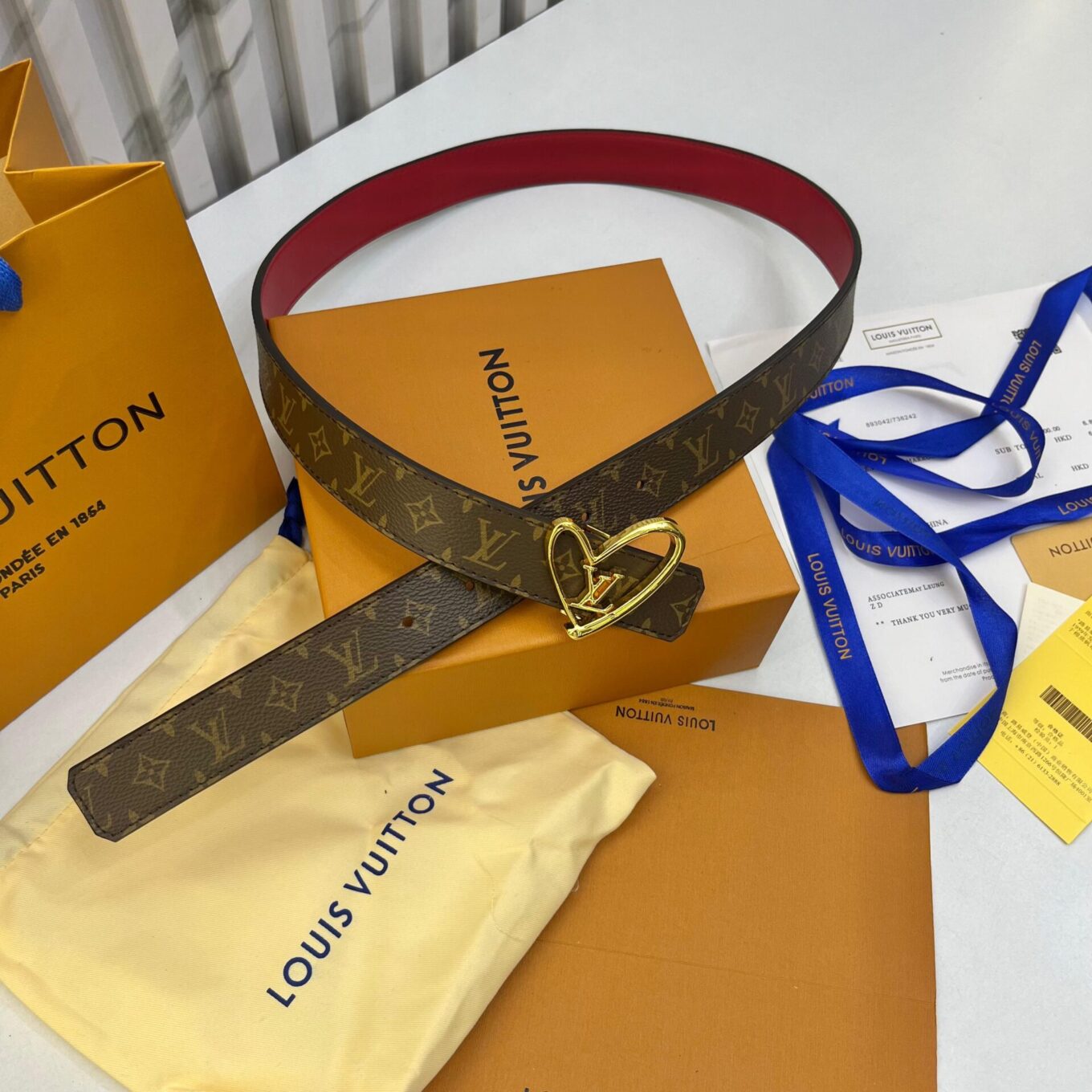 Louis Vuitton Heart LV in Monogram Reversible Belt