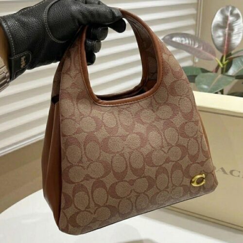 Coach Lana Coach Print Brown Color Shoulder Bag (With Box)
