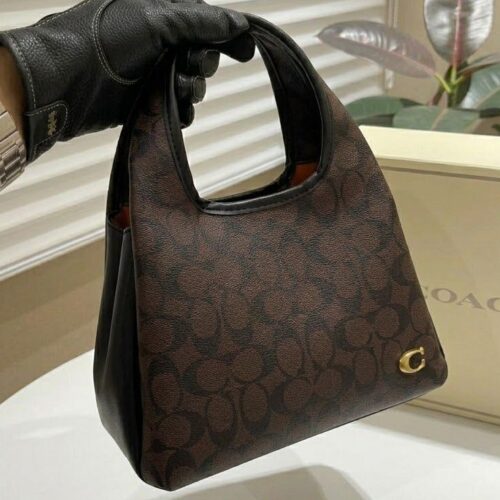 Coach Lana Coach Print Coffee Black Color Shoulder Bag (With Box)
