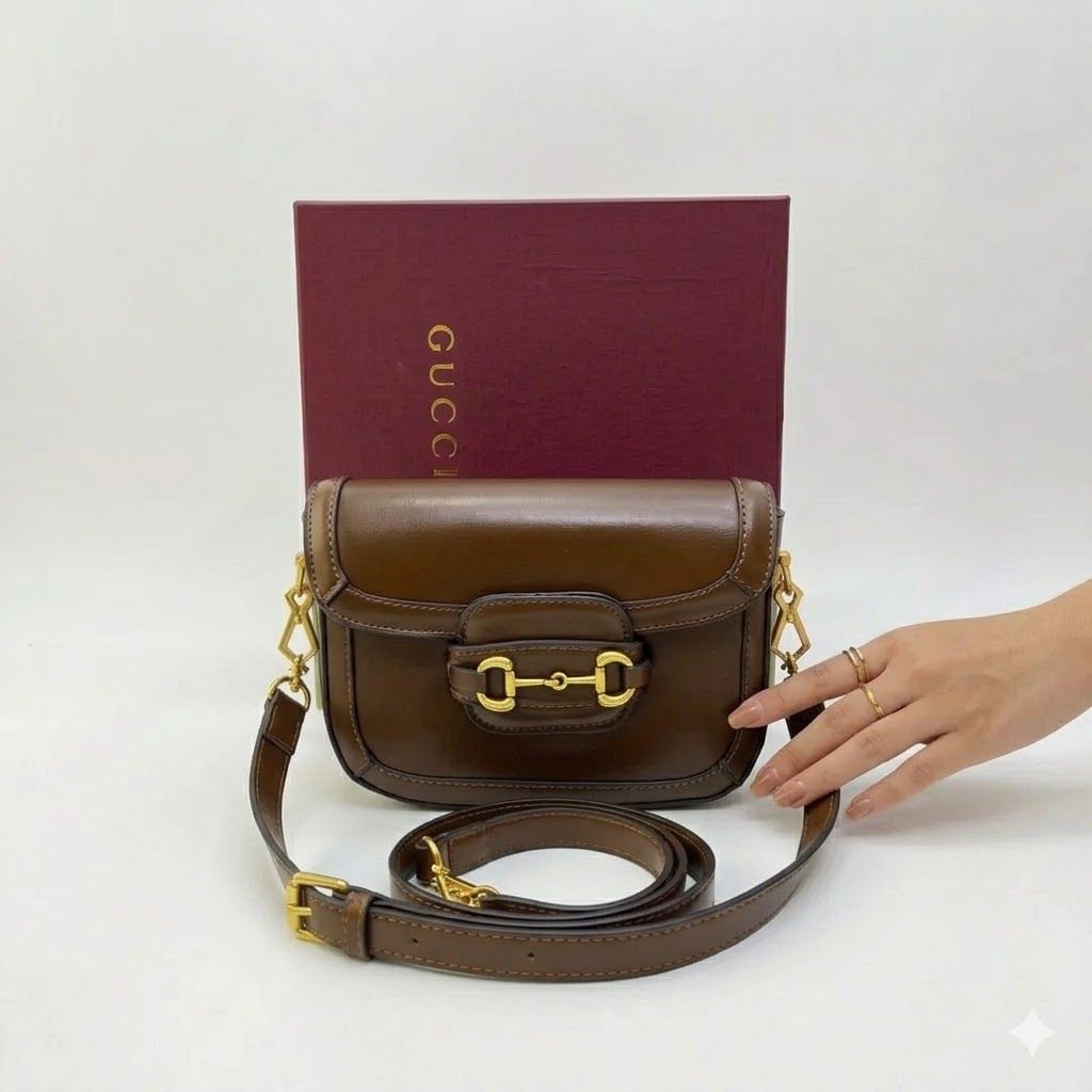 Gucci Mini 1955 Brown Horsebit Sling Bag (With Box)