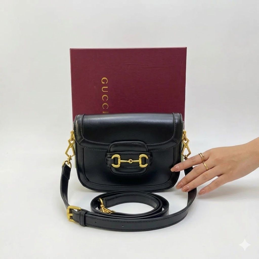 Gucci Mini 1955 Black Horsebit Sling Bag (With Box)