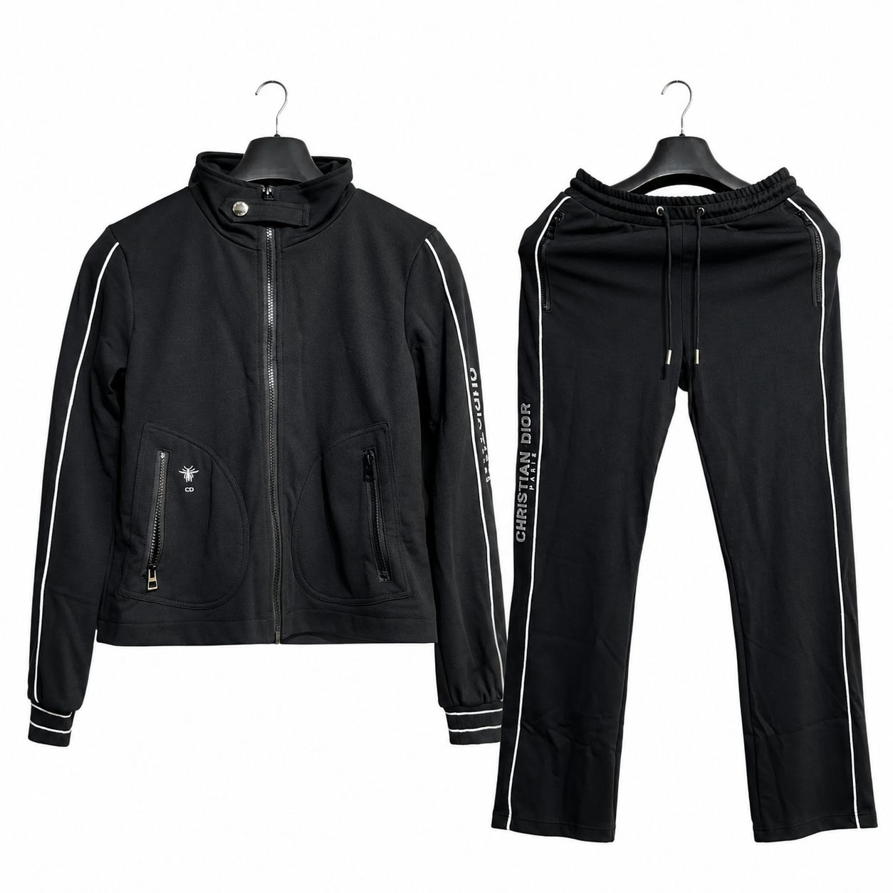 Christian Dior Women's Black Co-ord Set with White Piping