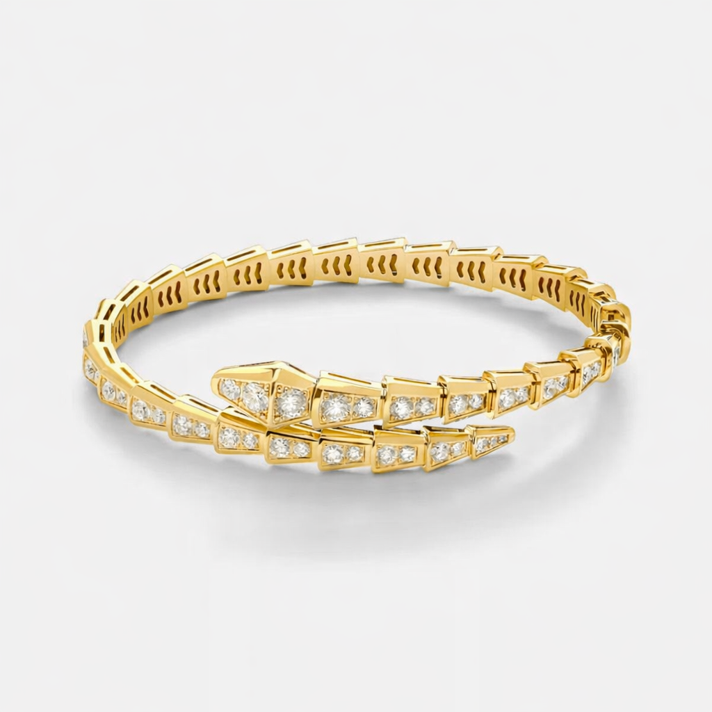Bvlgari Serpenti Viper Full Stone Gold Color Bracelet