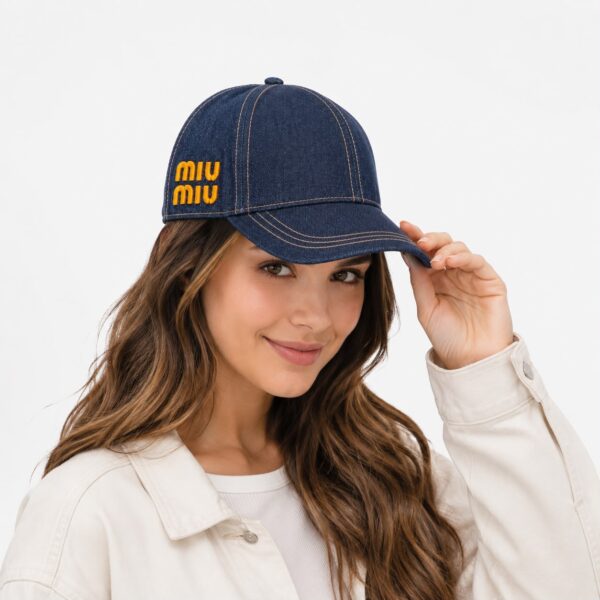 Miu Miu Blue Denim Baseball Cap