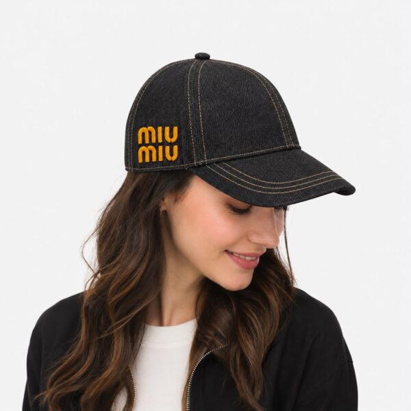 Miu Miu Black Denim Baseball Cap