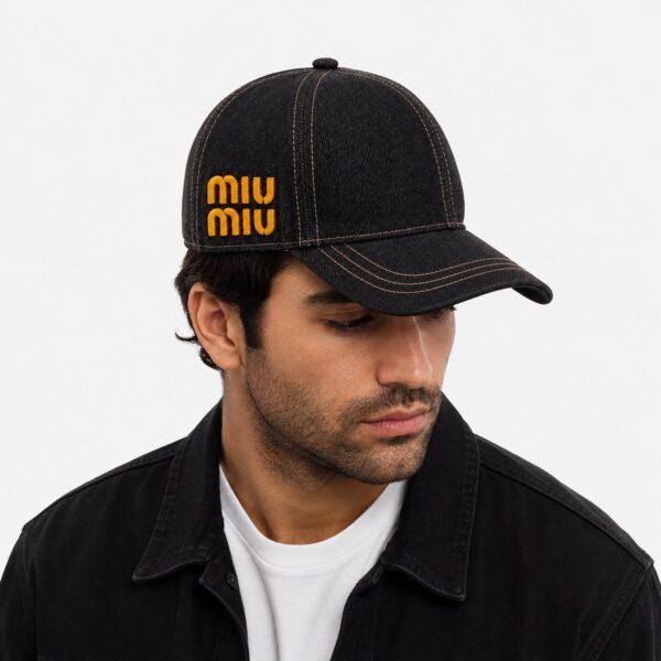 Miu Miu Black Denim Baseball Cap
