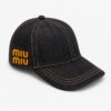 Miu Miu Black Denim Baseball Cap