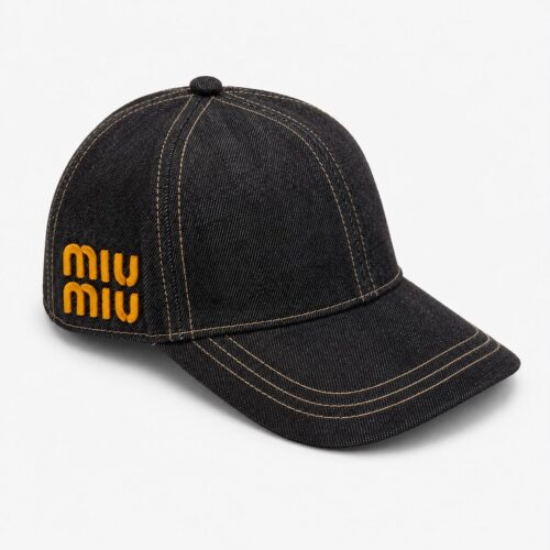 Miu Miu Black Denim Baseball Cap