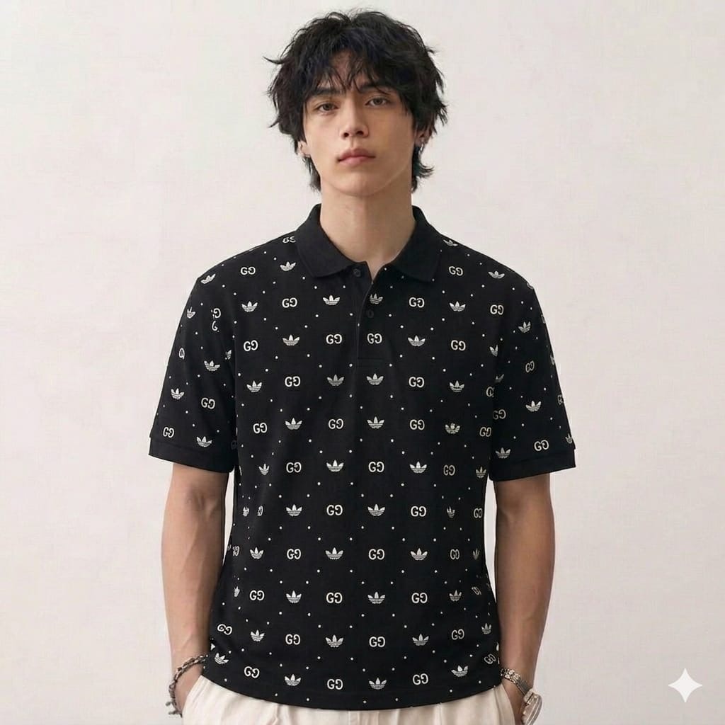 Gucci adi-das Black Polo Tshirt