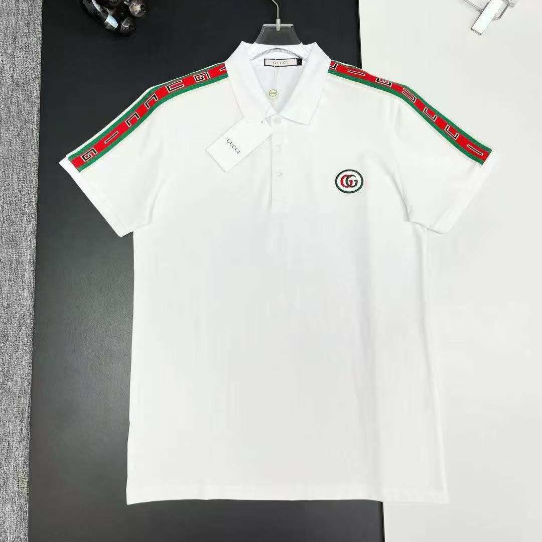 Gucci Polo White Tshirt with Logo Tape Sleeves