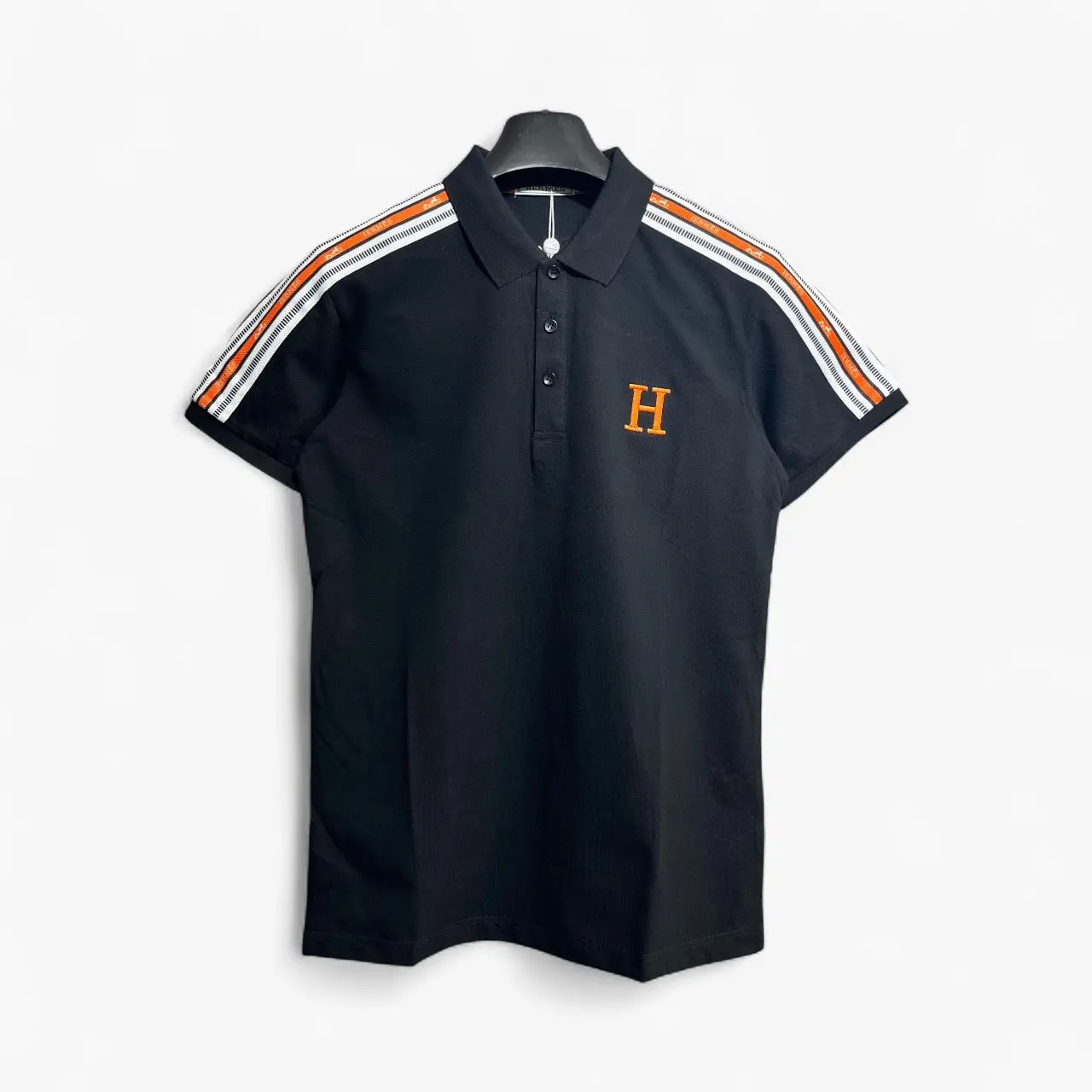 WhatsApp-Image-2025-10-11-at-7.45.42-PM-1 Hermes Black Polo With Stripped Shoulder Tshirt