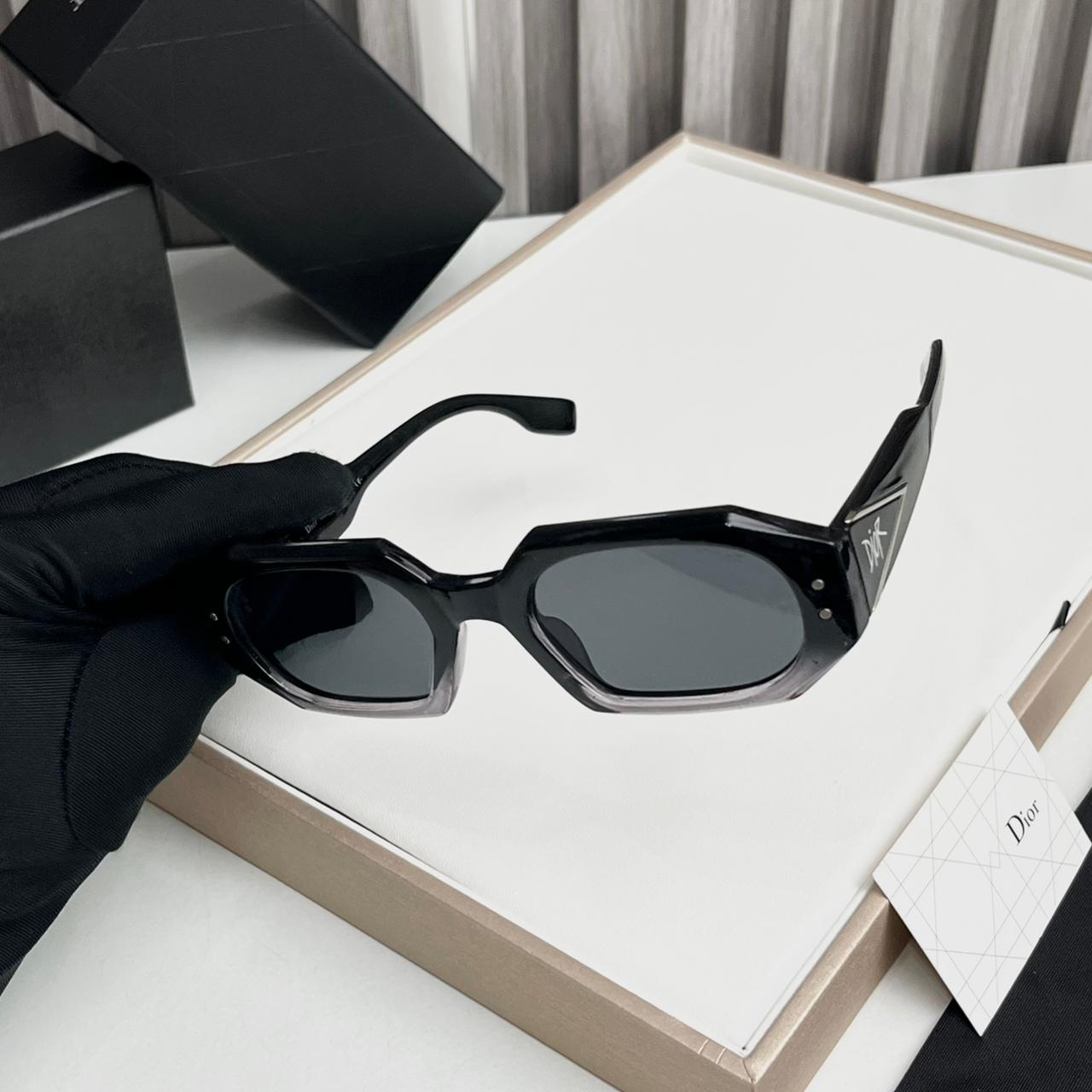 Dior Black & Grey Rectangular Sunglass For Women