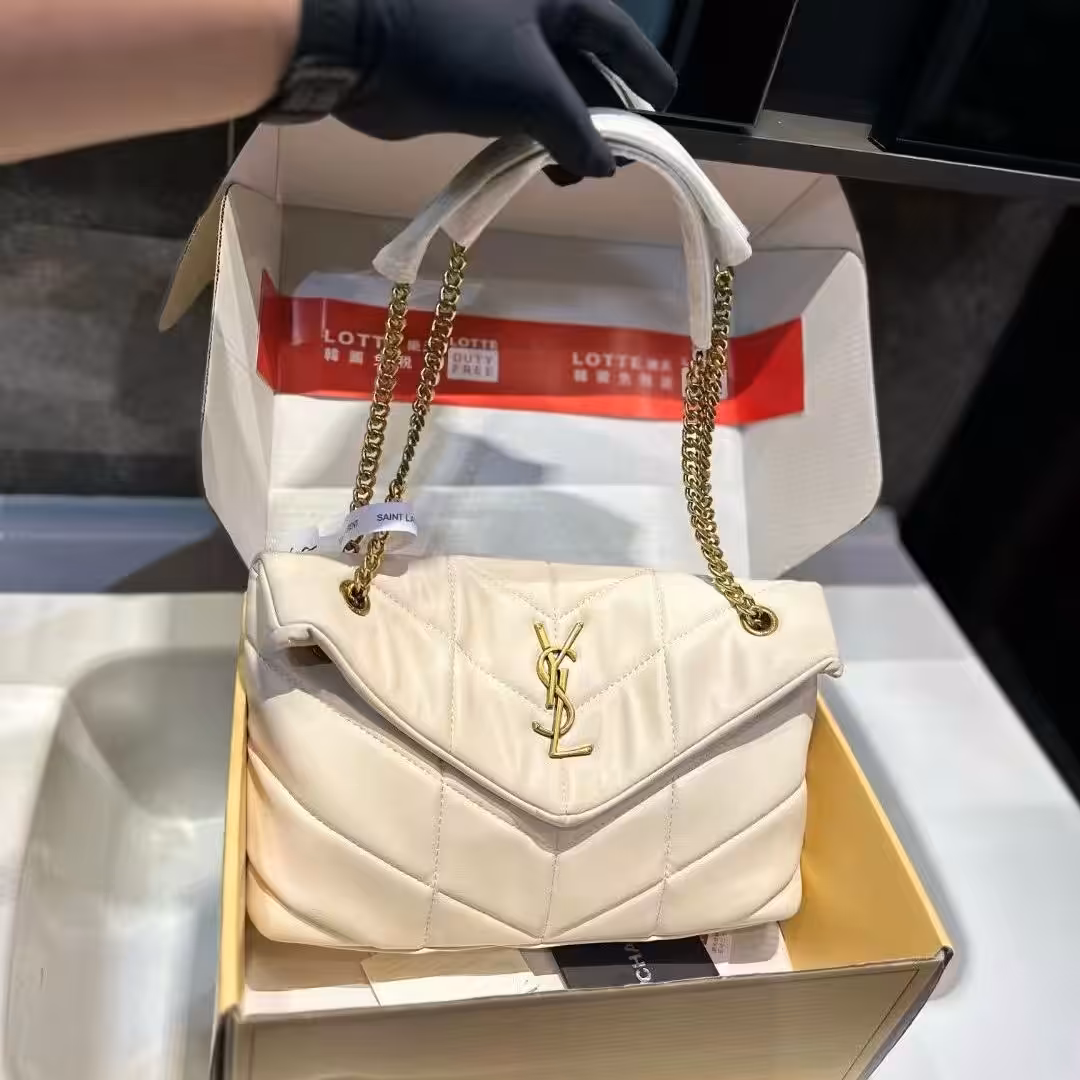 WhatsApp Image 2025-10-15 at 8.30.36 PM Ysl Loulou Puffer White premium Shoulder Bag (With Double Box)