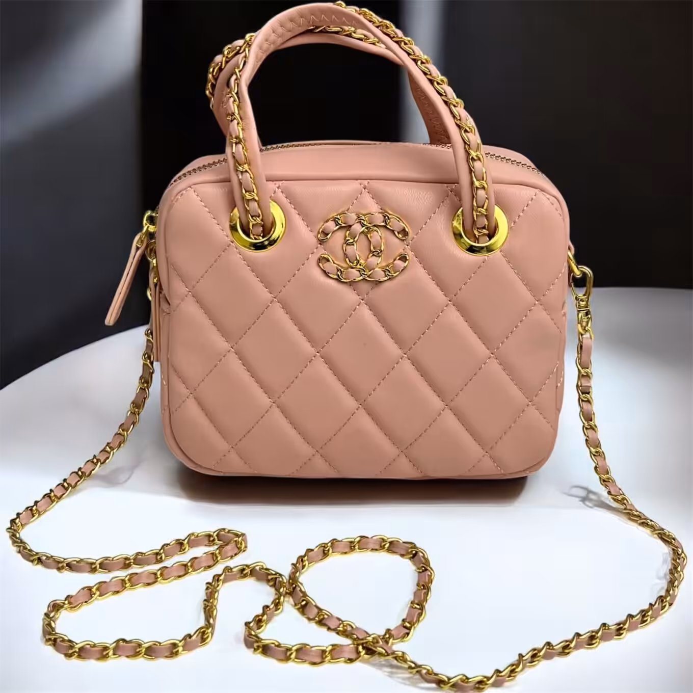 Chanel Pink Bowling Sling Bag (With Box)