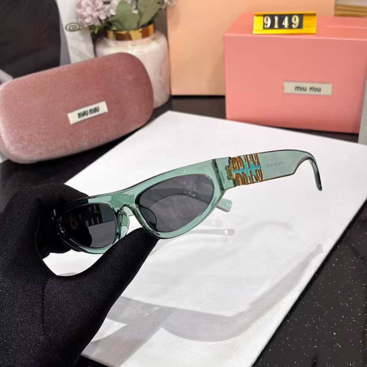 Miu Miu Cat eye Green Black Sunglass For Women