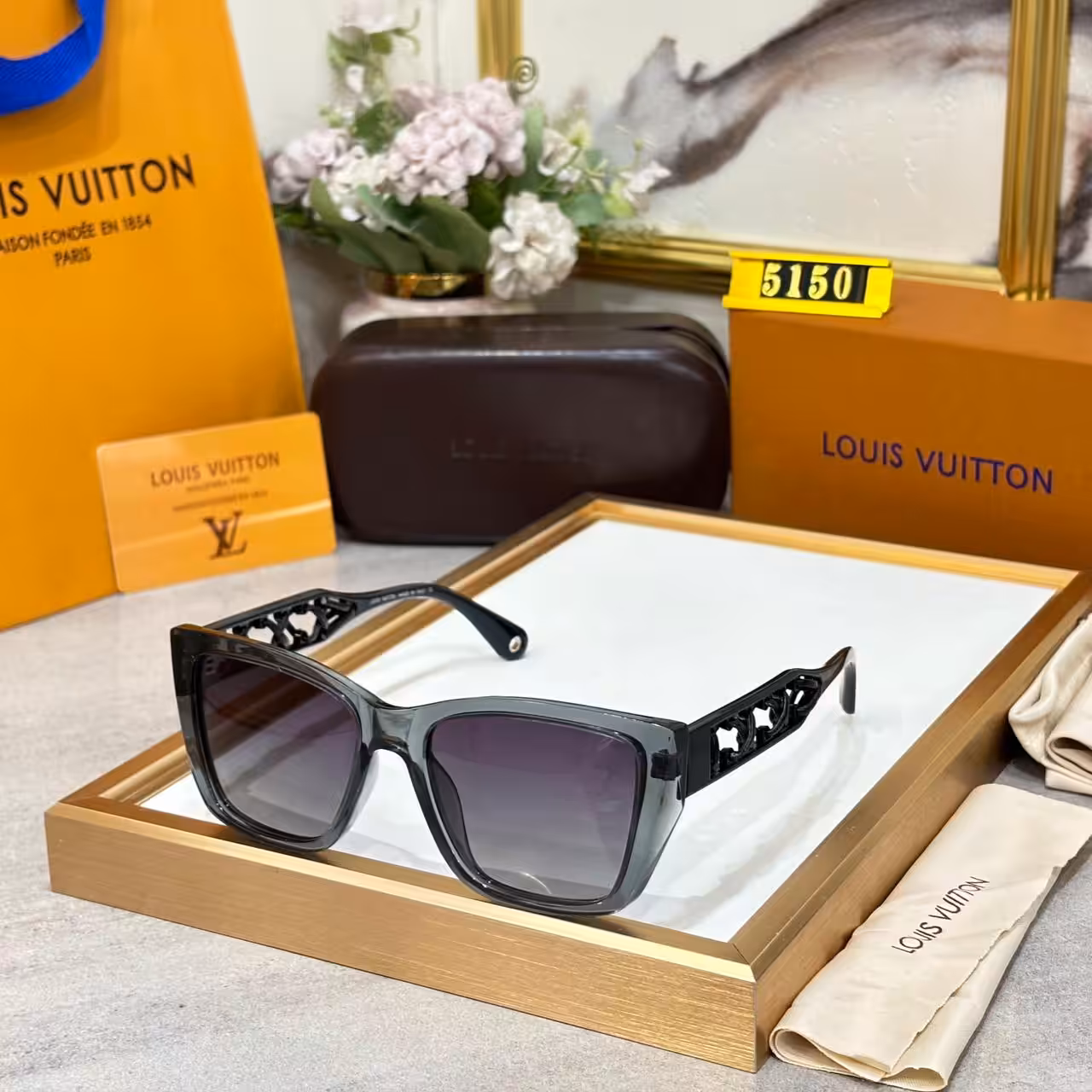 WhatsApp Image 2026-01-08 at 3.20.25 AM Louis Vuitton Grey Square Cutout Monogram Sunglass For Women