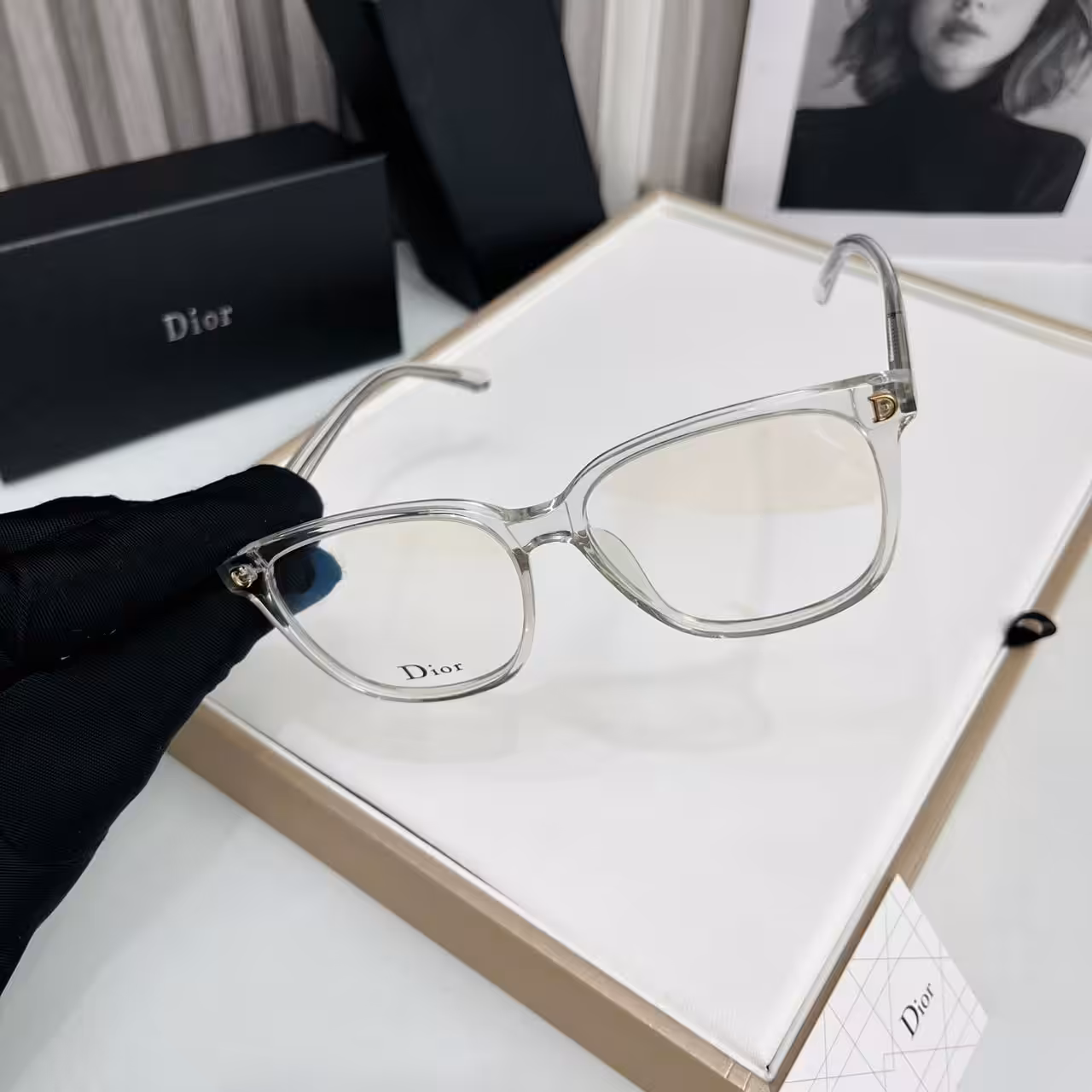 WhatsApp Image 2025-11-03 at 7.54.16 PM (1) Dior CD Wayfarer Transaprent Frame Premium Unisex Eyeglass