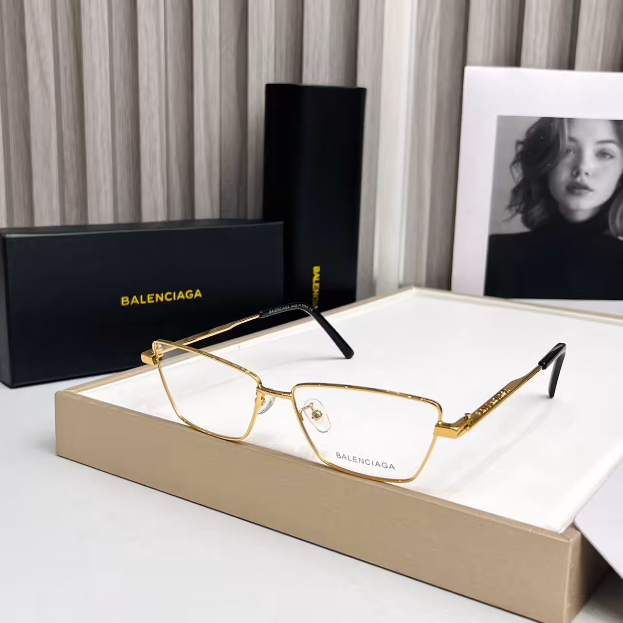 Balenciaga Square Metal Frame Mens Premium Eyeglass