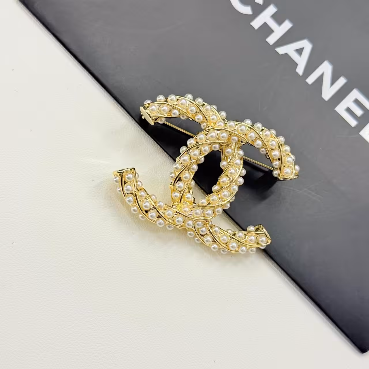 Chanel Monogram CC Pearl Brooch