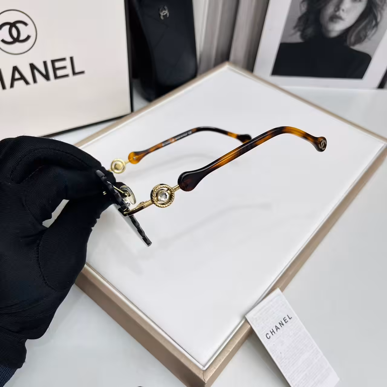 WhatsApp Image 2025-11-20 at 6.12.28 PM (1) Chanel Brown Scalloped Rimless Sunglasses