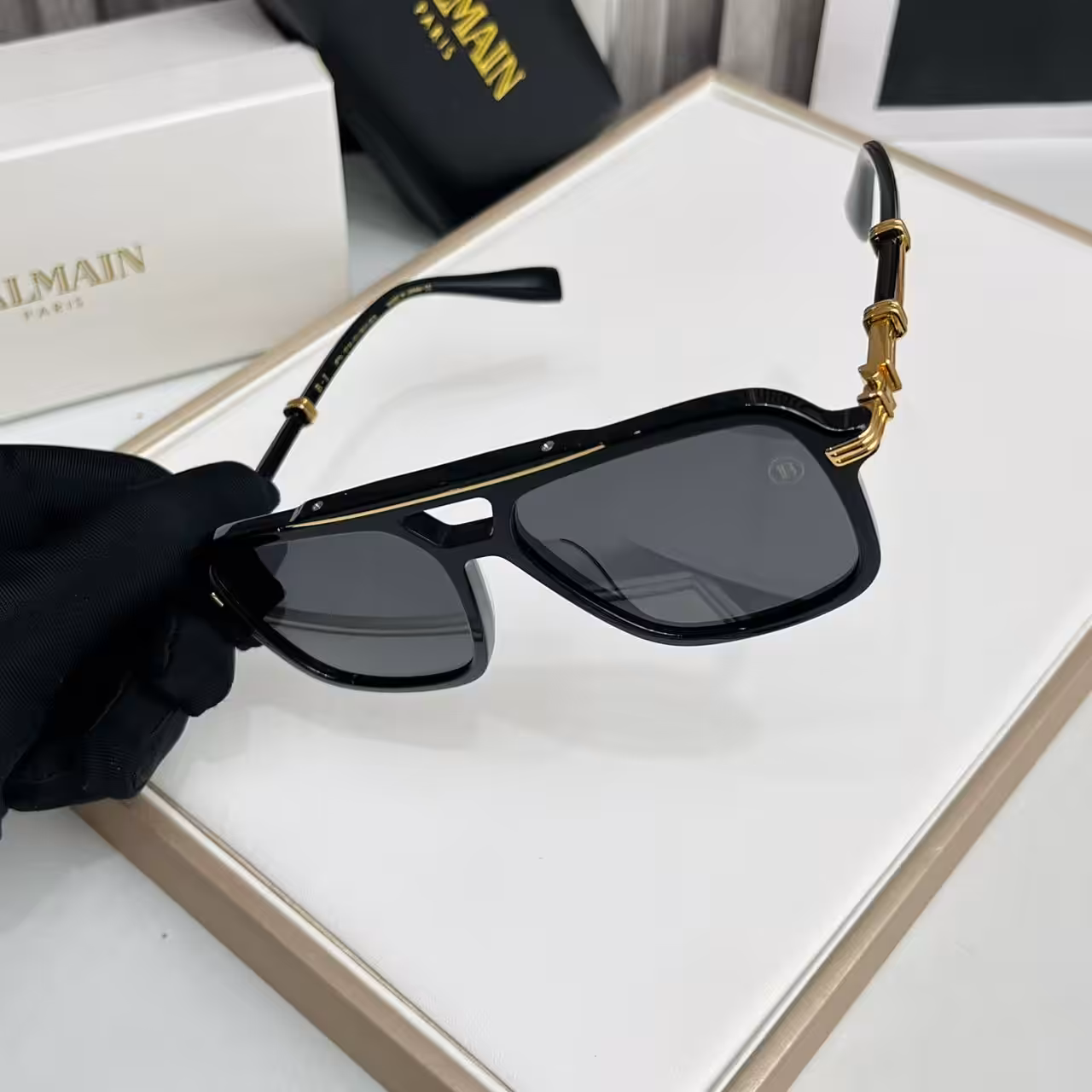 WhatsApp Image 2025-11-20 at 6.27.05 PM Balmain Black Gold Aviator Sunglasses