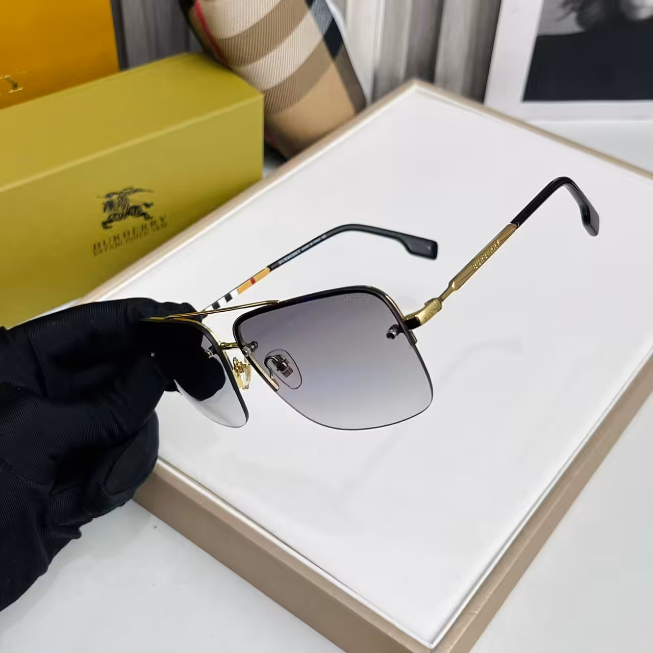 WhatsApp Image 2025-11-20 at 7.22.43 PM Burberry Rimless Square Gradient Gold Sunglasses