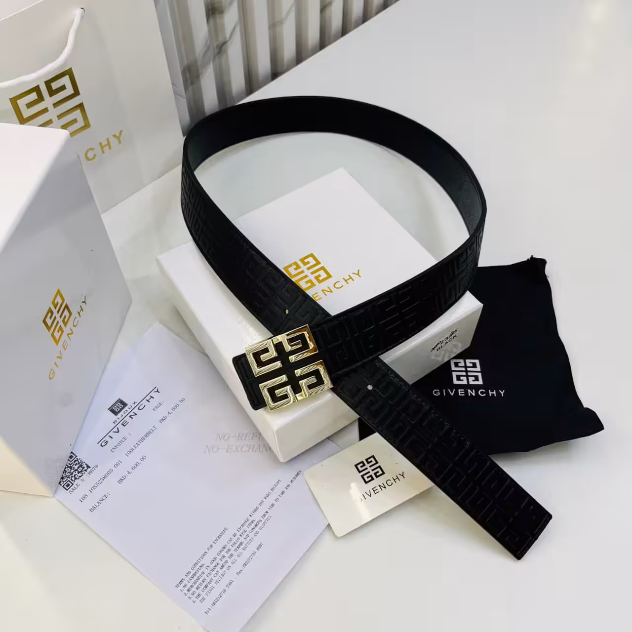 WhatsApp Image 2025-11-28 at 7.01.32 PM Givenchy Black Embossed Gold Logo Men's Belt