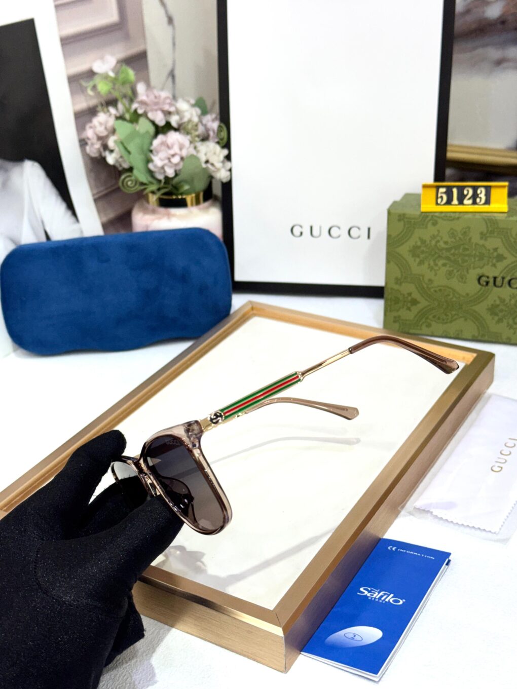 Gucci Wayfarer Coffee Mens Sunglass