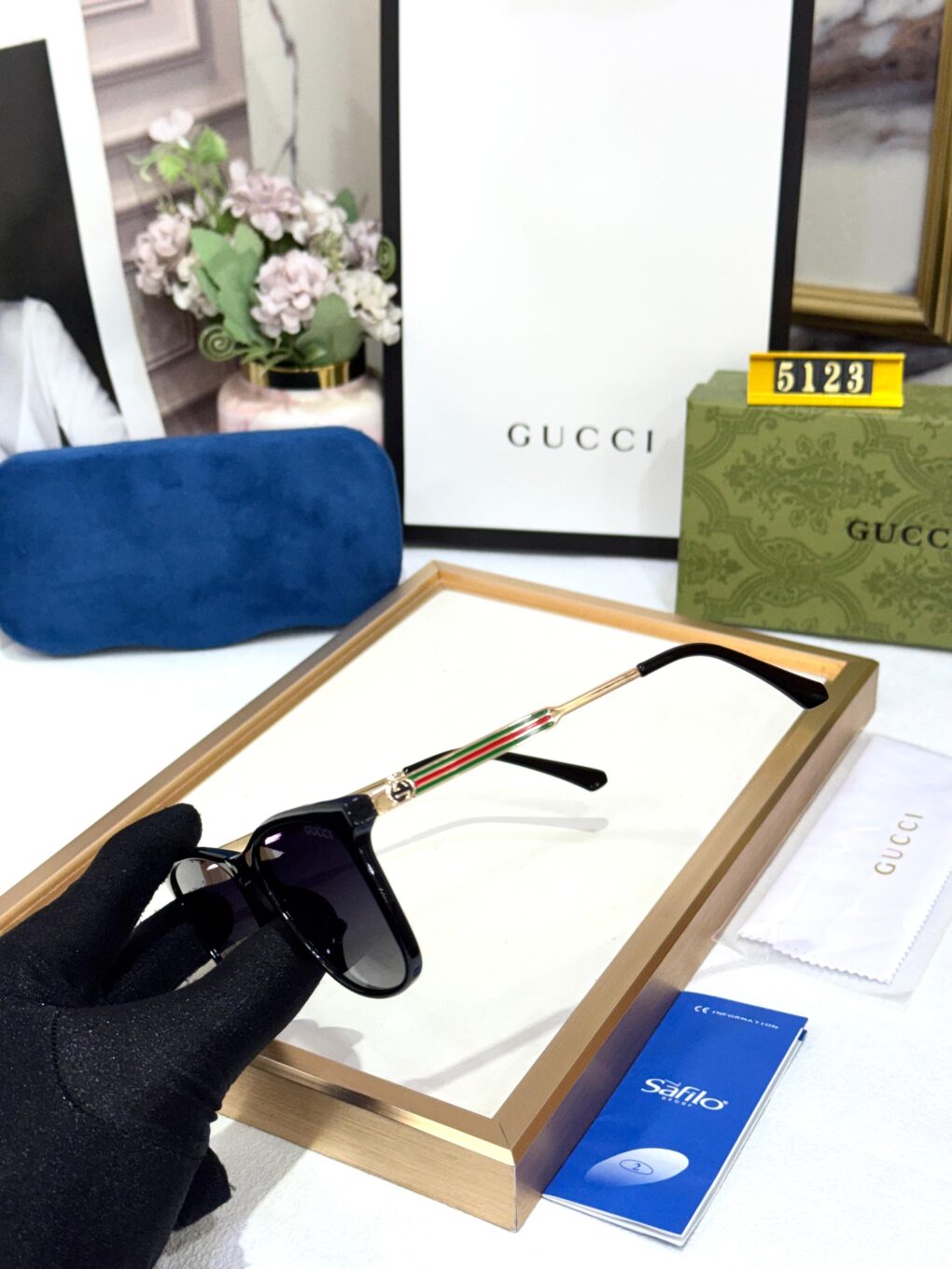 Gucci Wayfarer Black Double Shade Mens Sunglass