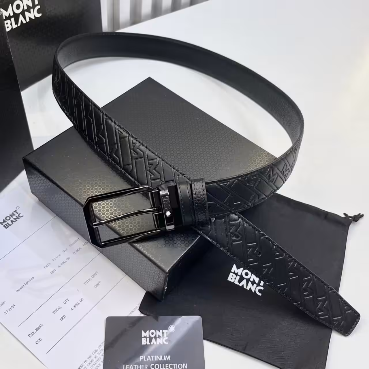 WhatsApp Image 2025-11-28 at 8.41.11 PM Montblanc Black Embossed Men's Belt