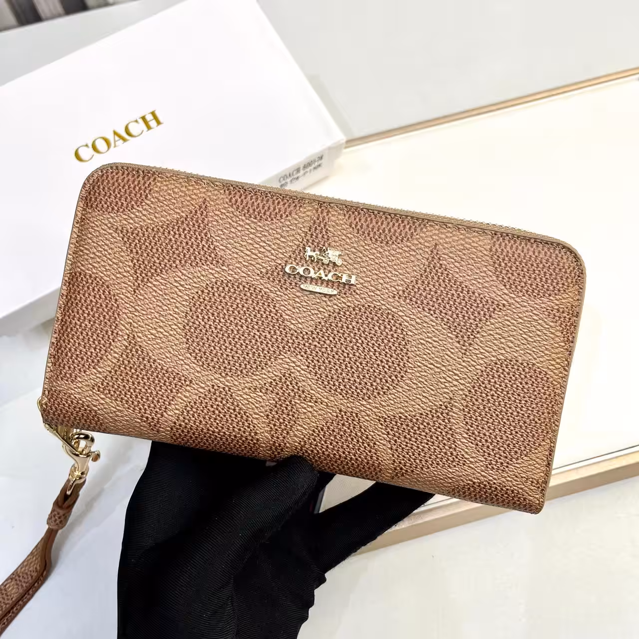 Coach Apricot Long Zipper Wallet