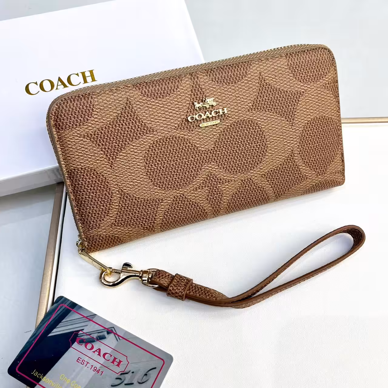 WhatsApp Image 2025-12-02 at 7.27.32 PM Coach Apricot Long Zipper Wallet