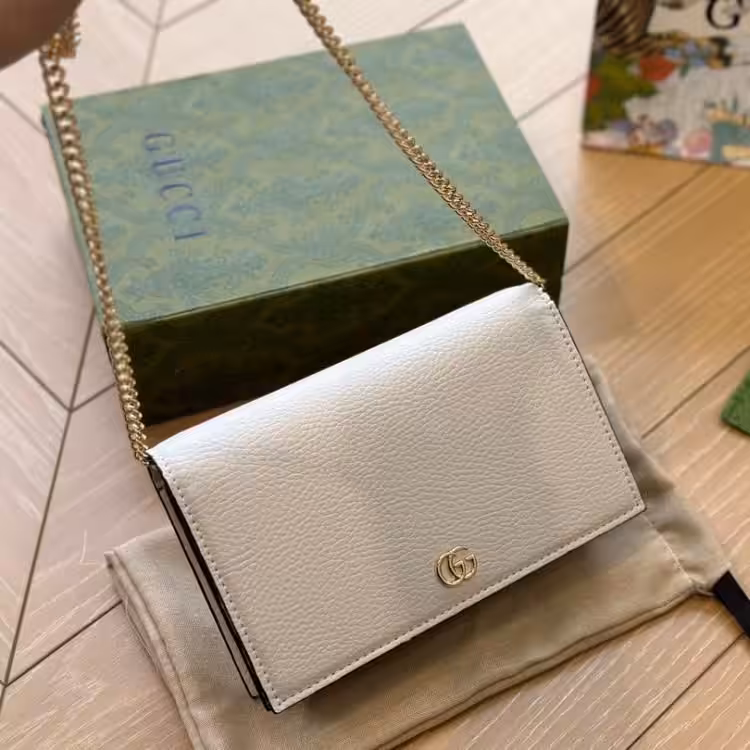 WhatsApp Image 2025-12-08 at 8.39.24 PM Gucci Marmont Chain Leather White Sling Bag (With Box)