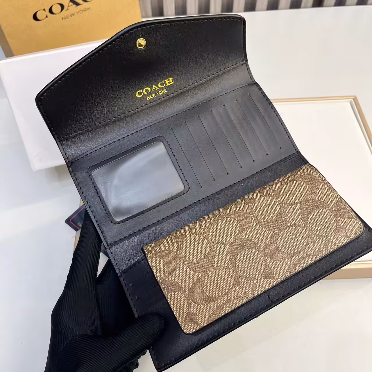 WhatsApp Image 2025-12-19 at 1.37.41 AM (1) Coach Brown 3 Fold Envelop Signature Wallet