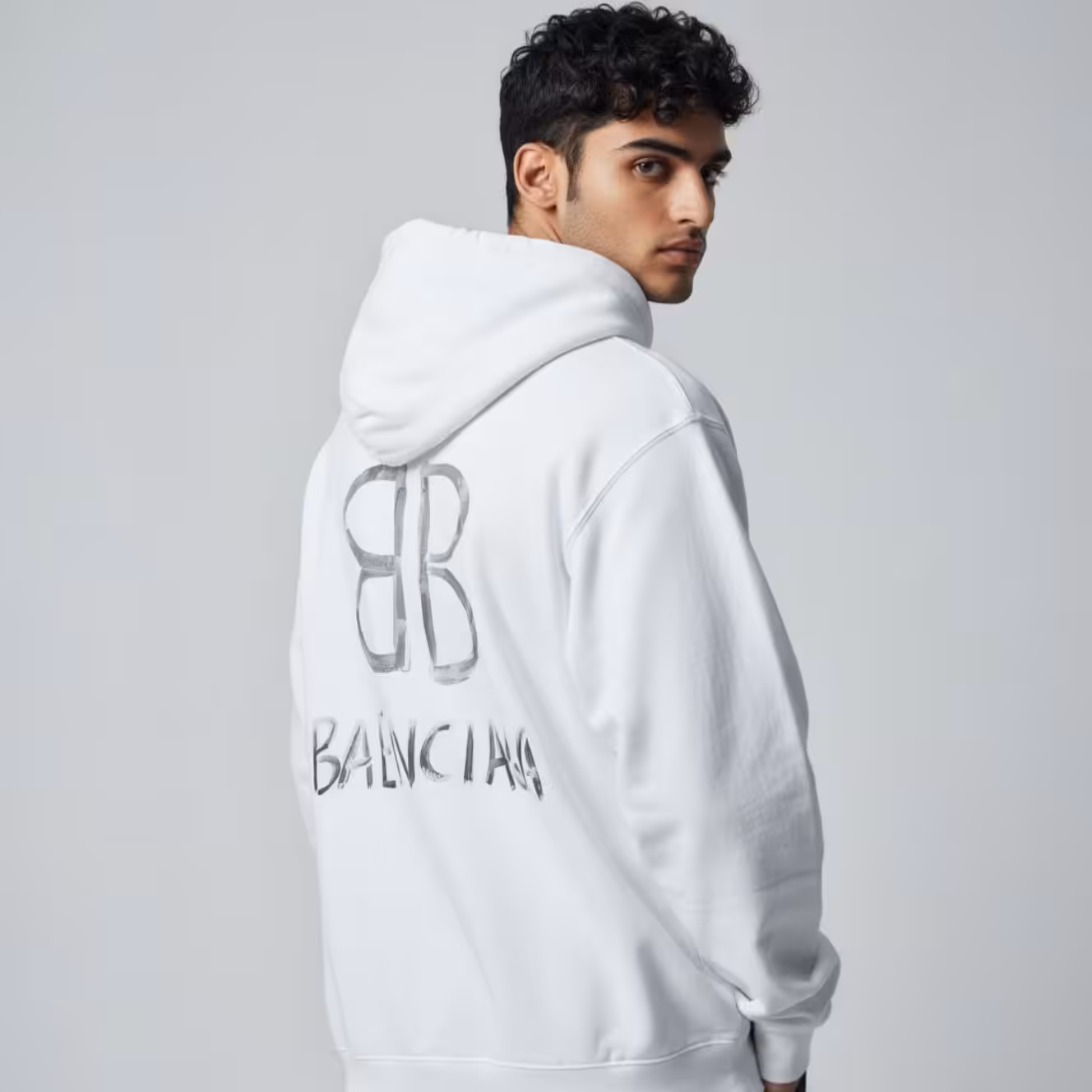 Balenciaga BB White Full Sleeve Men’s Hoodie