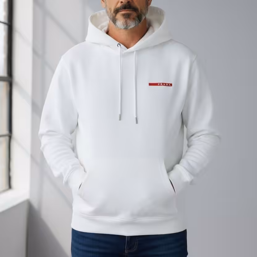 Prada Linea Rossa White Full Sleeve Men’s Hoodie
