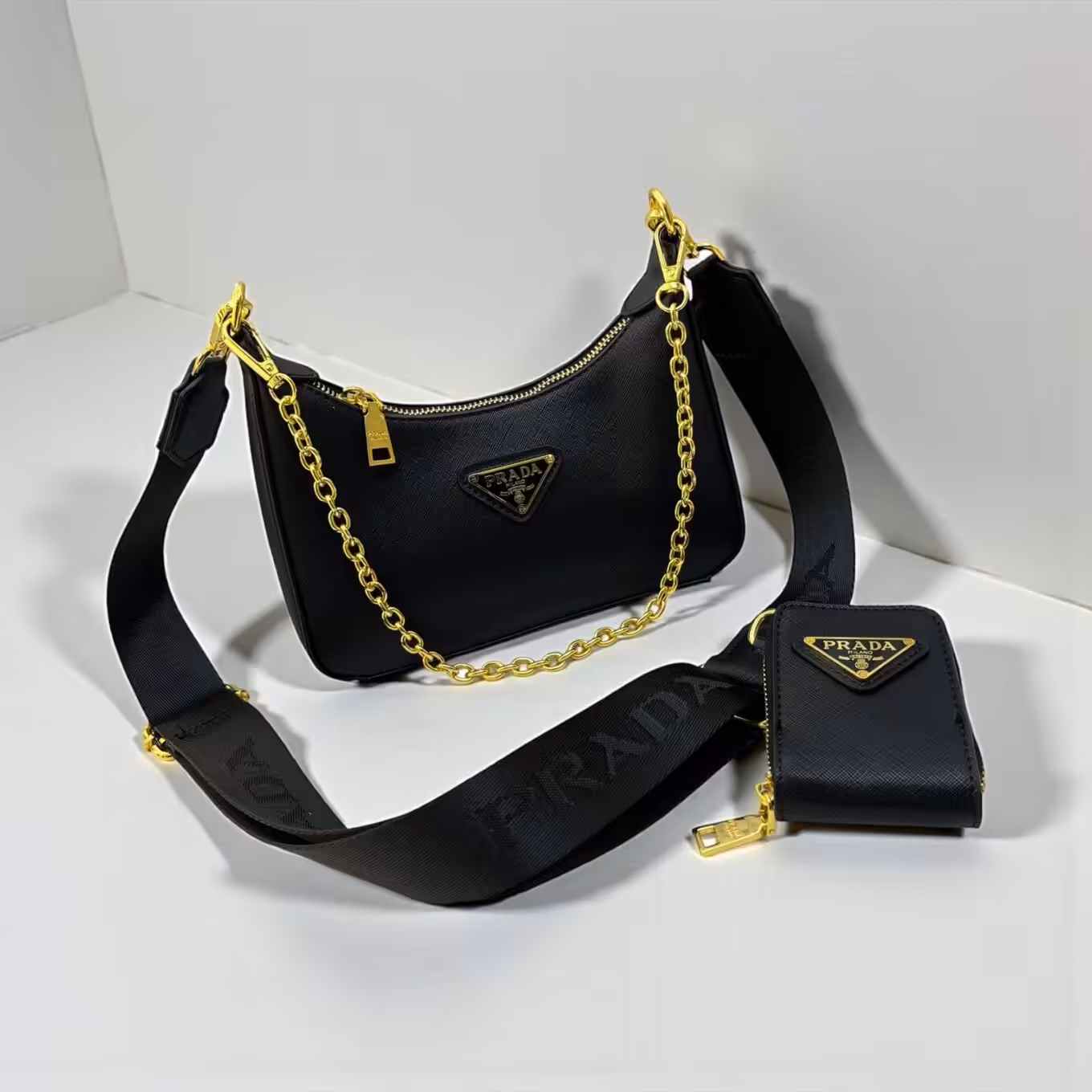 WhatsApp-Image-2025-12-24-at-10.32.04-AM-scaled Prada Re-Edition Multi Pochette Black Sling Bag (With Box)
